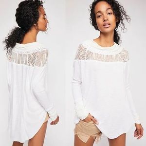 Free People Spring Valley Thermal Top Large Ivory flowy lace lightweight boho